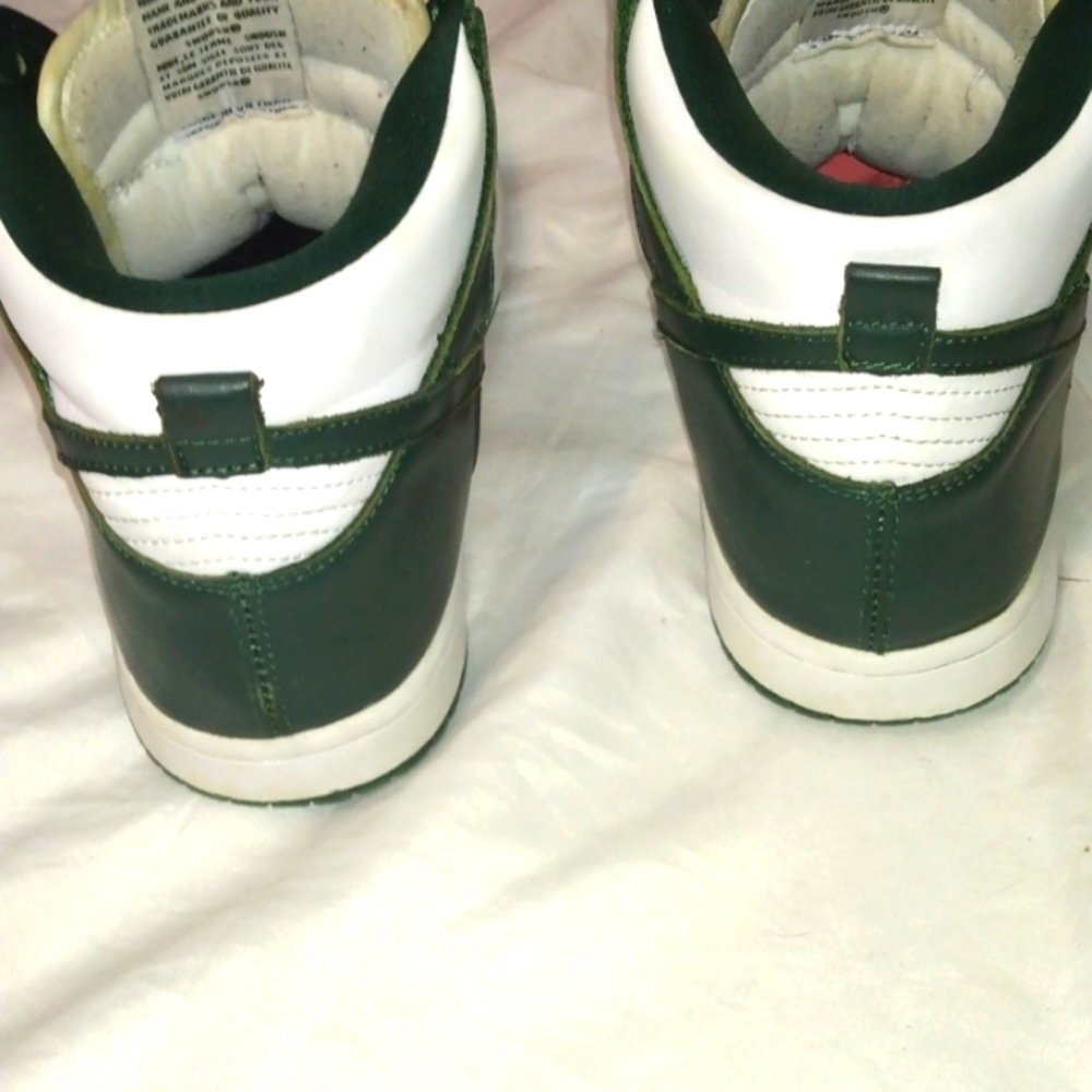 Sold ☀️☀️☀️☀️☀️☀️☀️☀️☀️☀️EUC NIKE DUNK HIGH WHITE/PRO GREEN MEN'S 8.5 - Picture 5 of 7